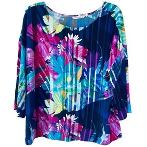 Soft Surroundings Size L Floral Multicolor boat neck top